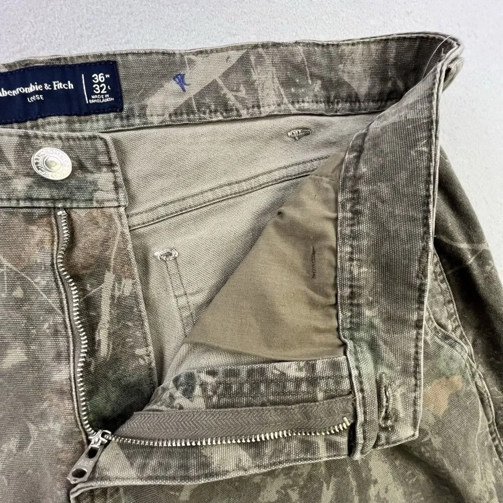 Abercrombie & Fitch Cargo Pants Mens 36x32 (Fits 36x31) Camo Loose Utility